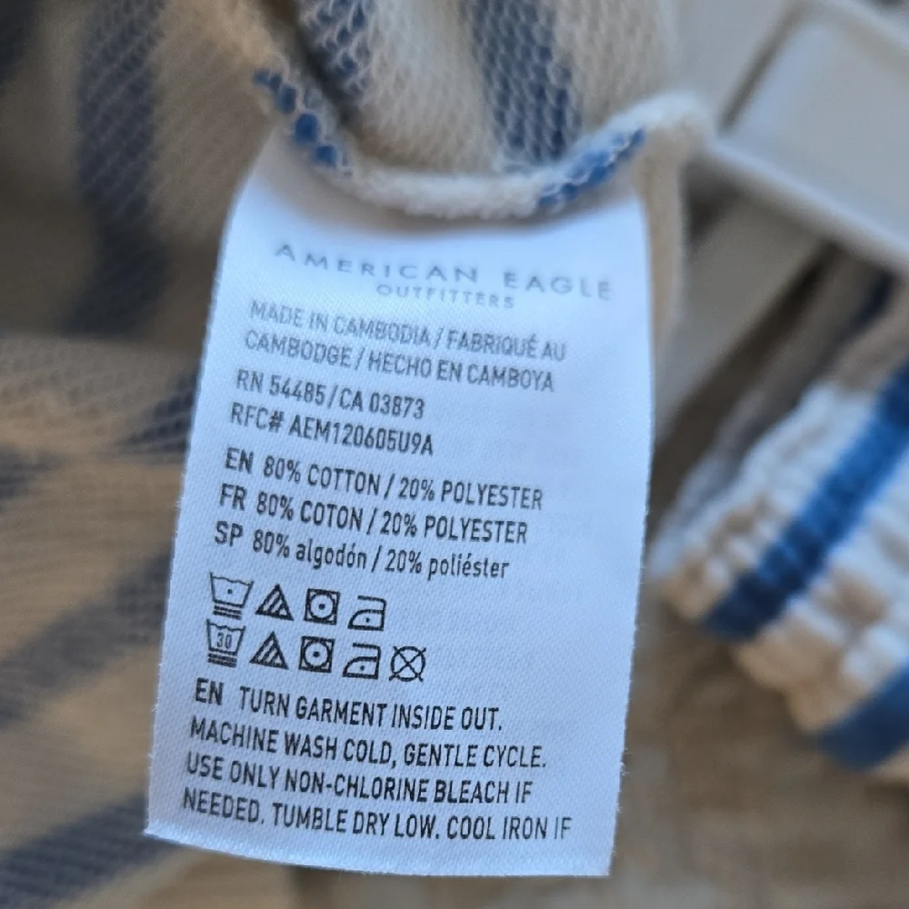 American Eagle Striped Blue and White Sweatshirt and Shorts Lounge Set Medium - Picture 5 of 9